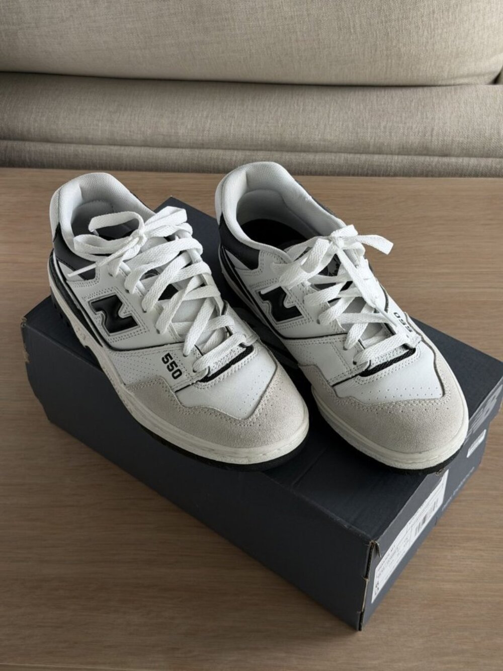 New Balance 550 Sea Salt Black BB550LM1 Worn Once W 7.5 / M 6